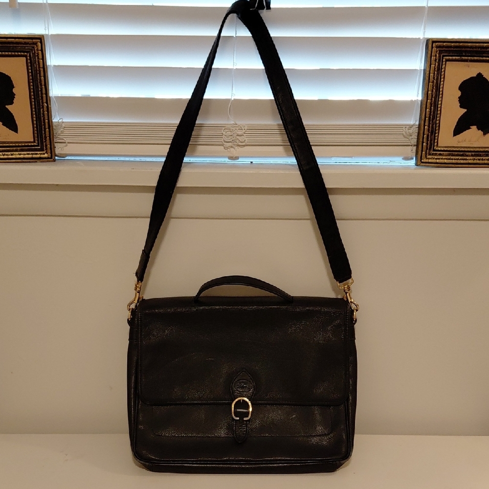 Longchamp Black Leather Briefcase